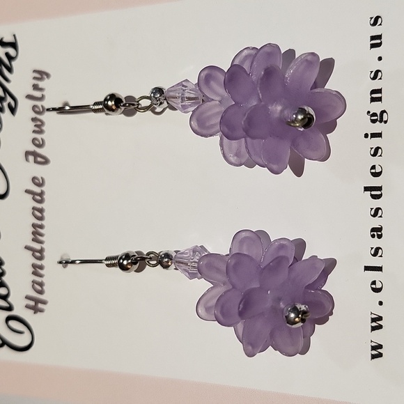 1770- Beads Handmade Women's Earrings Purple Color NWT - Picture 2 of 4